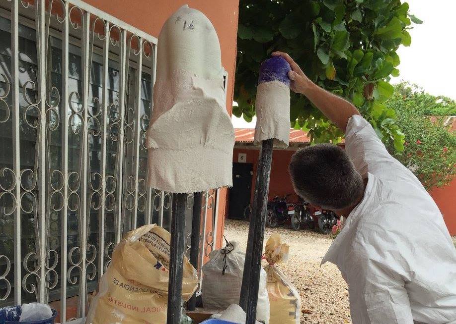 Prosthesis molds hung out to dry in Petén